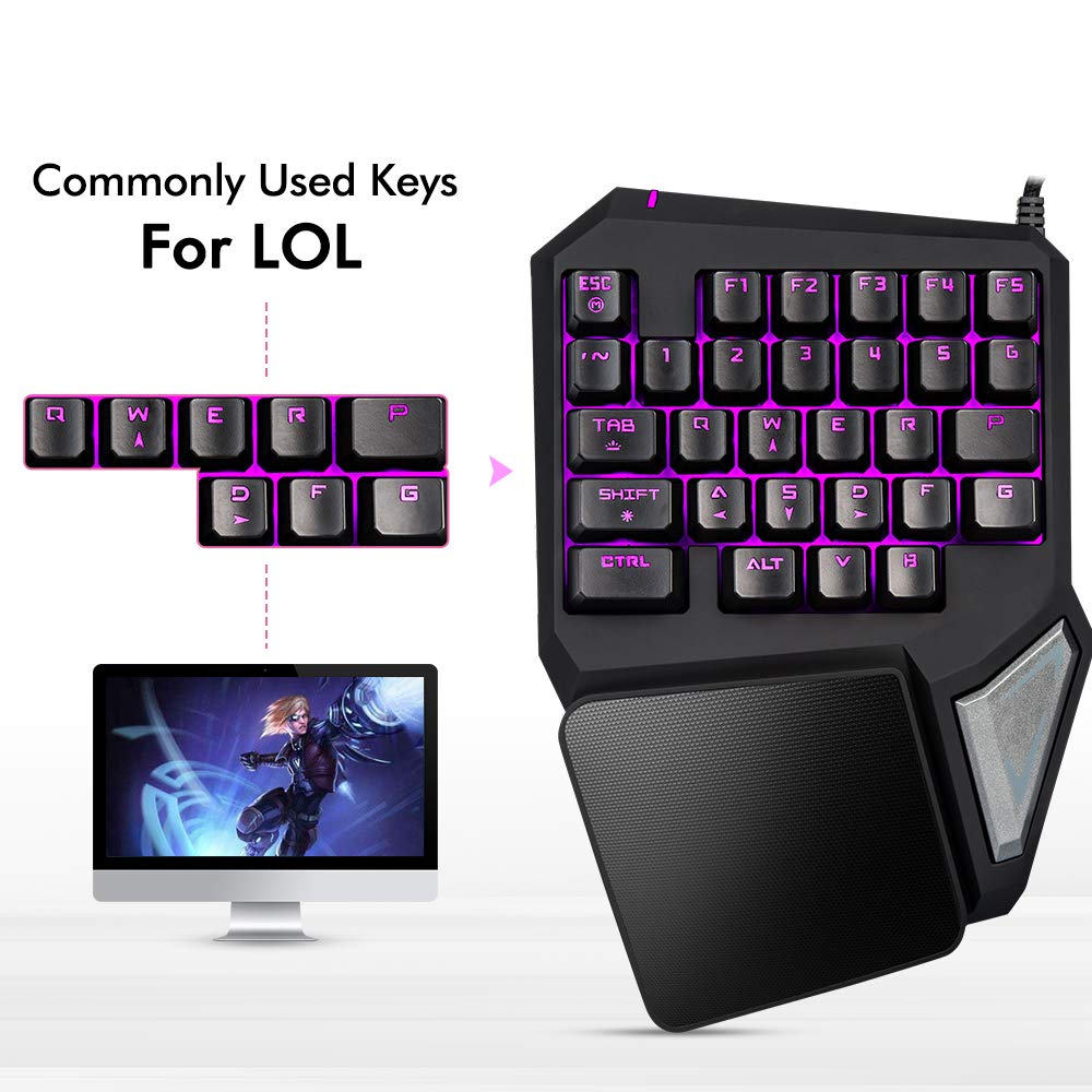 Amazon.com: DELUX One Handed Wired Ergonomic Gaming Keyboard
